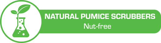 Natural Pumice scrubbers icon green text